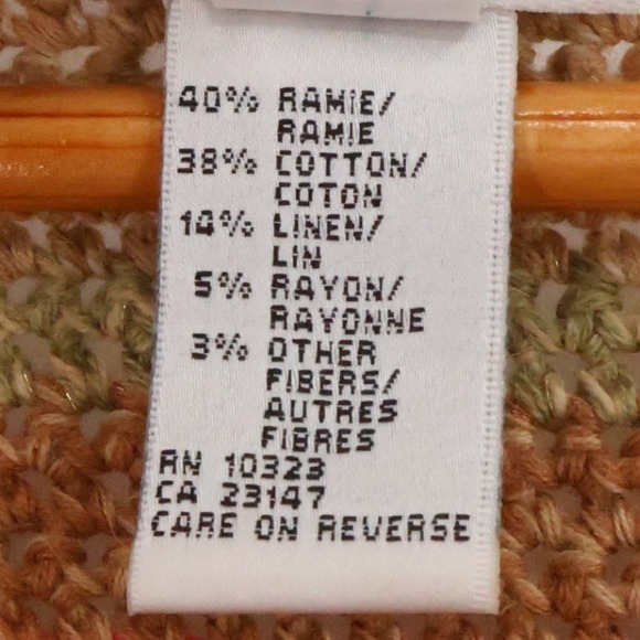 Talbots Hand Knit Striped Cardigan Sweater Womens Zip Front Linen Coastal Size L - Picture 5 of 8